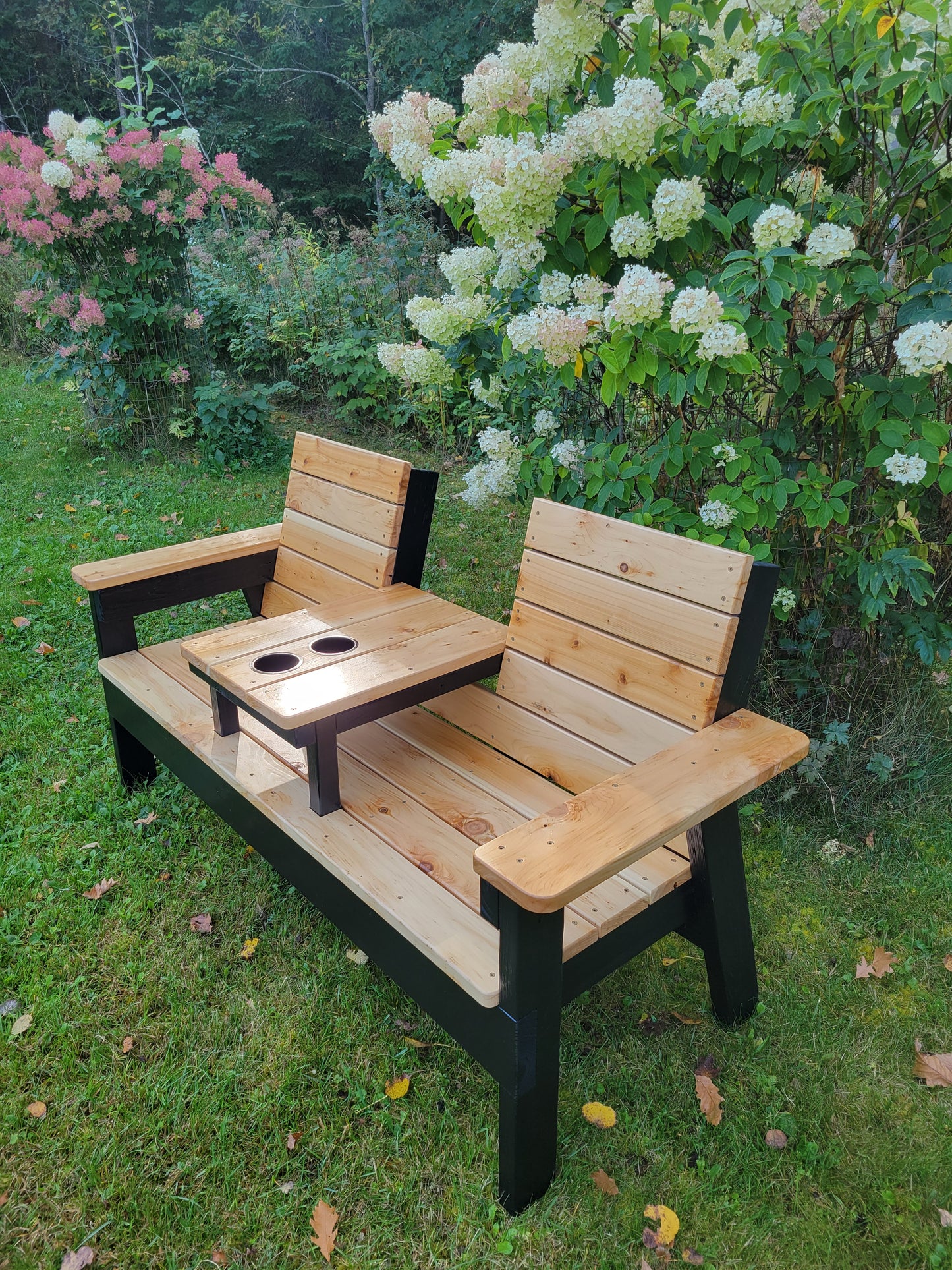 5 Foot Outdoor Cedar Bench with Table