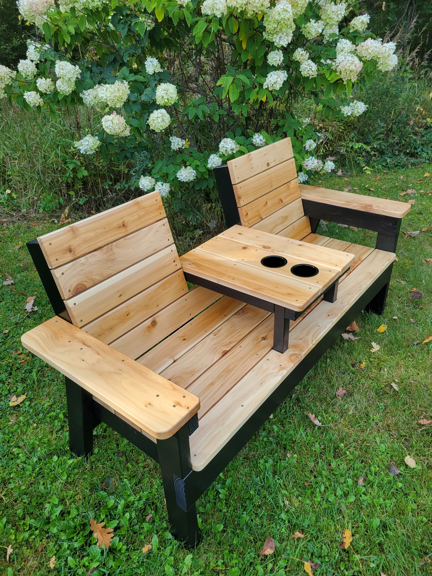 5 Foot Outdoor Cedar Bench with Table