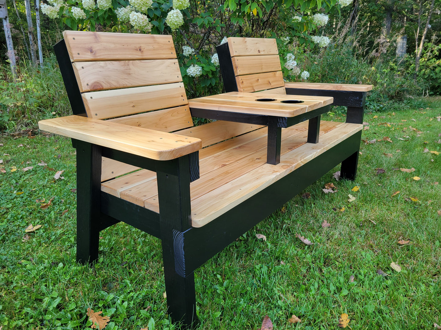 5 Foot Outdoor Cedar Bench with Table