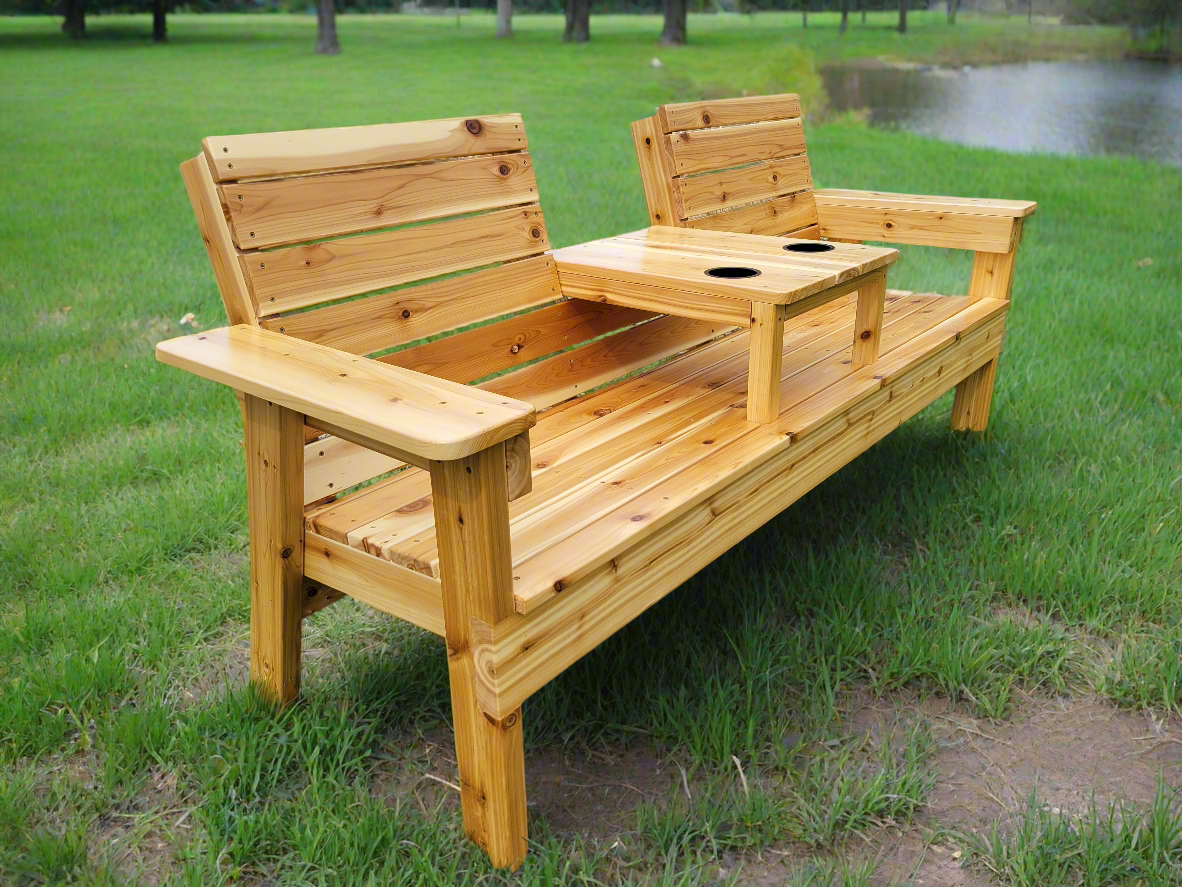 6 Foot Outdoor Cedar Bench with Table