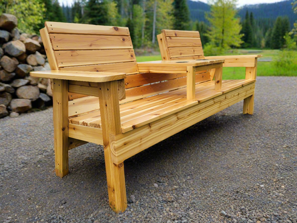 6 Foot Outdoor Cedar Bench with Table
