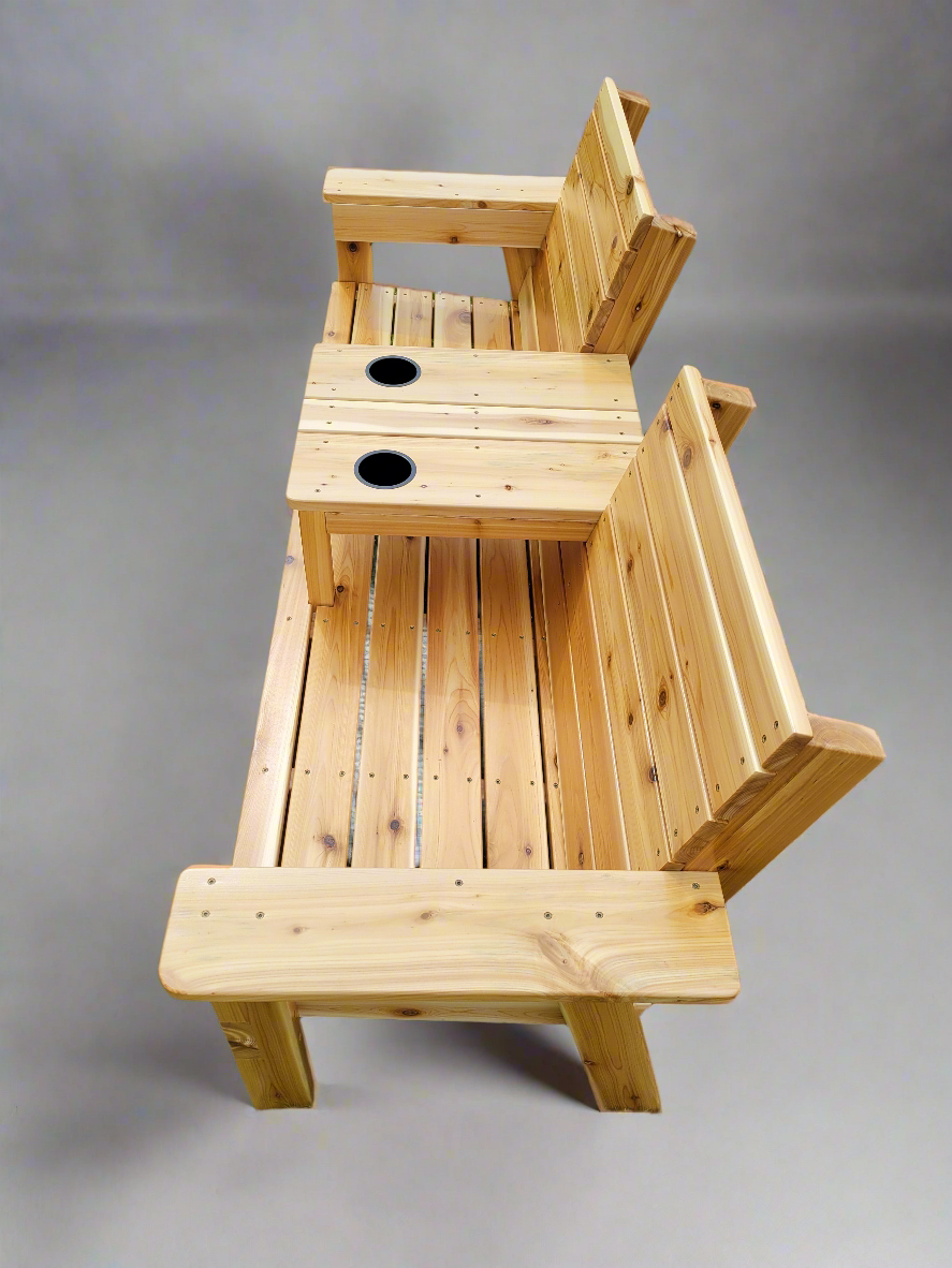 6 Foot Outdoor Cedar Bench with Table