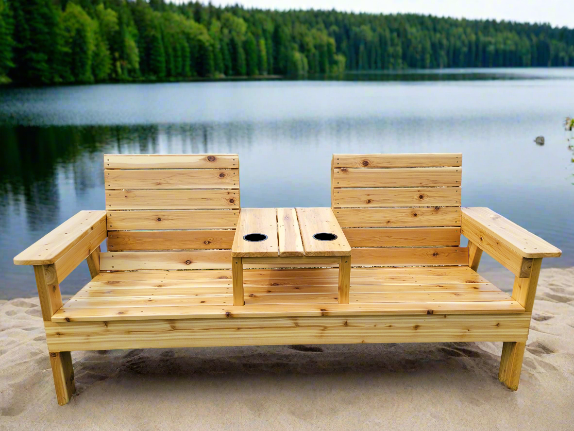 6 Foot Outdoor Cedar Bench with Table