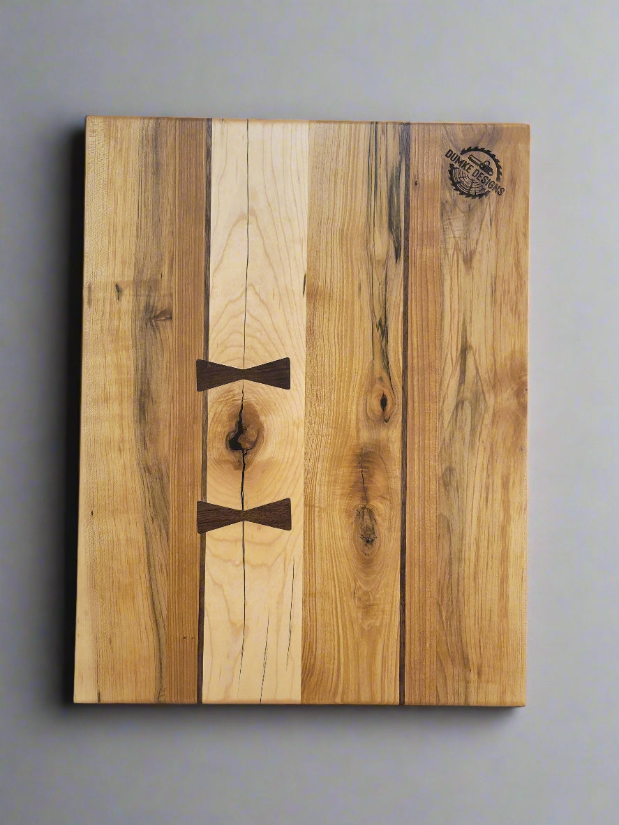 Maple, Cherry and Walnut Cutting Board with Bowties
