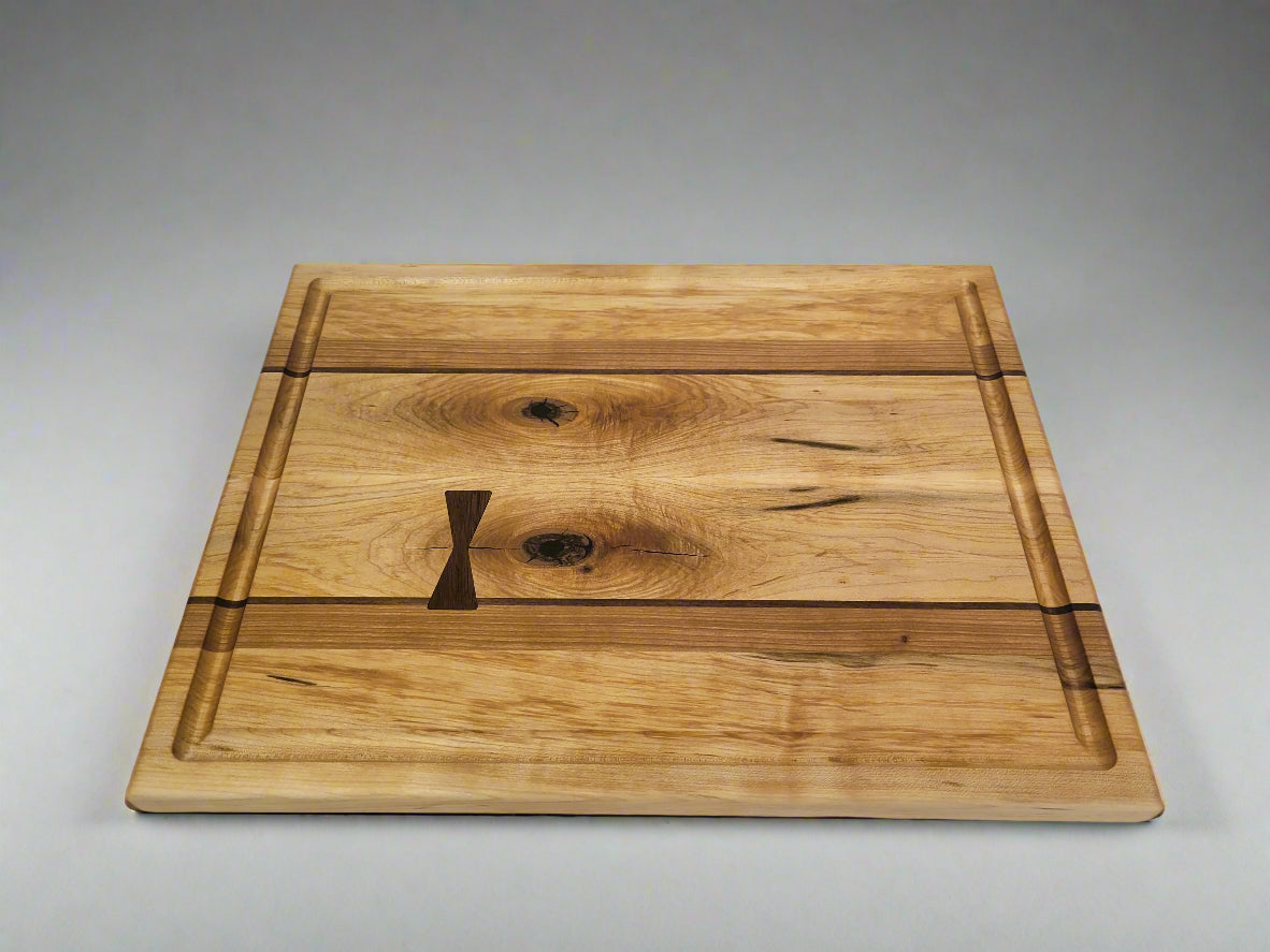 Maple, Cherry and Walnut Cutting Board with Bowties