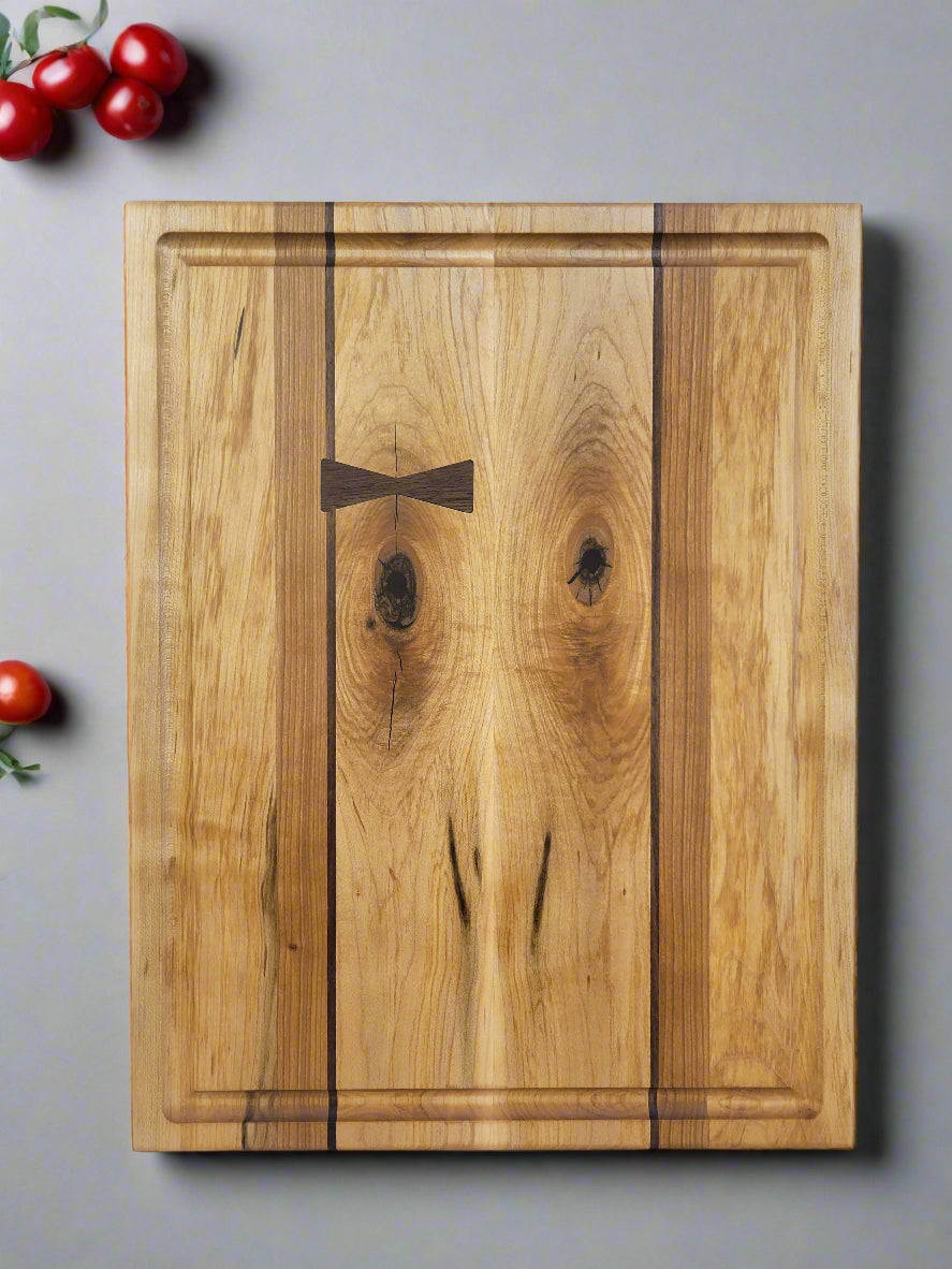 Maple, Cherry and Walnut Cutting Board with Bowties