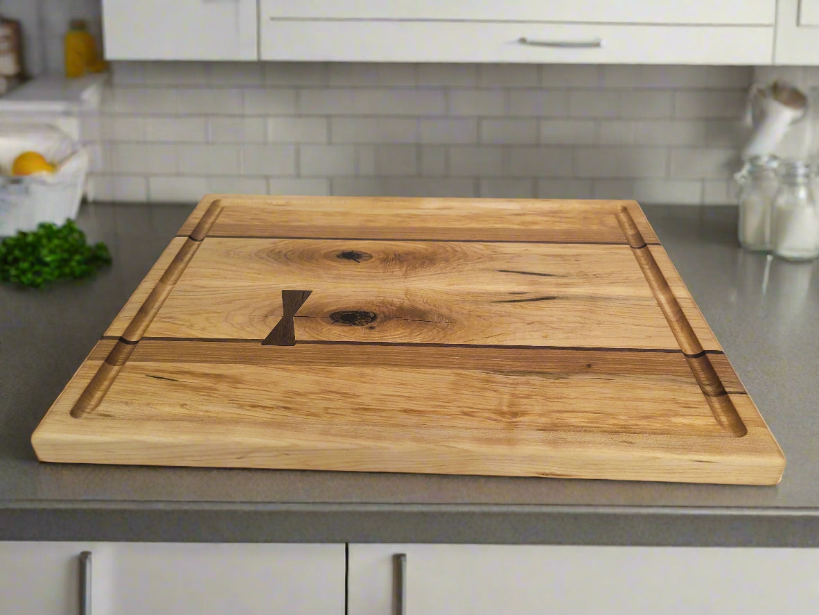 Maple, Cherry and Walnut Cutting Board with Bowties