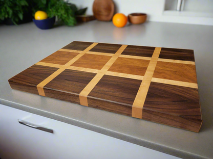 Walnut, maple, and cherry Cutting board