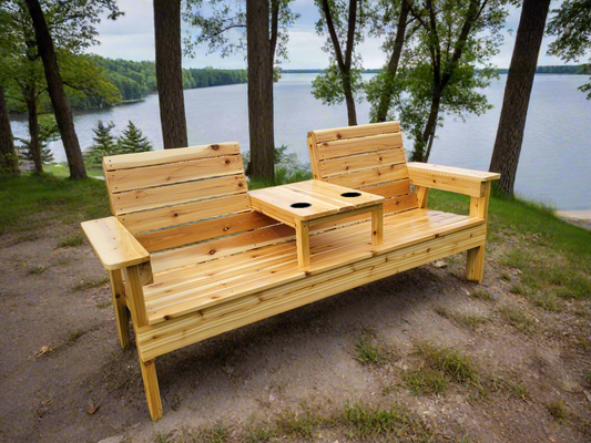 6 Foot Outdoor Cedar Bench with Table