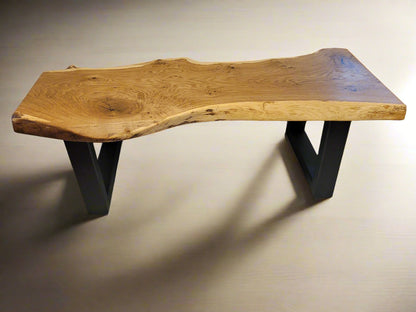 Wood live edge coffee table with black base